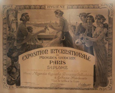 Diploma di medaglia d'oro all'Exposition Internationale du Progrès Moderne, Parigi 1910