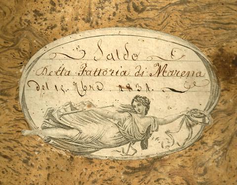 Copertina registro aziendale Fattoria di Marena (1831)