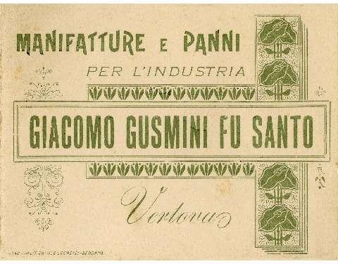 Fronte depliant pubblicitario di Giacomo Gusmini, fondatore. (inizio Novecento)