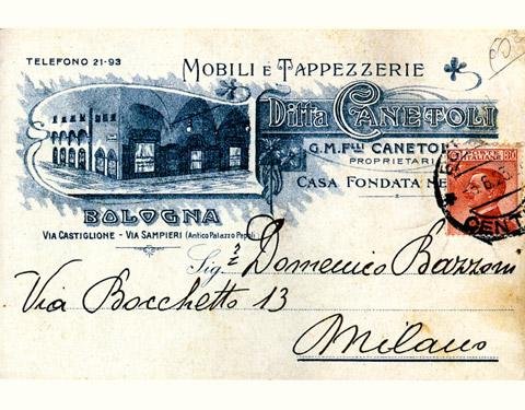Cartolina dell'impresa raffigurante la sede di via Castiglione (anni Venti)