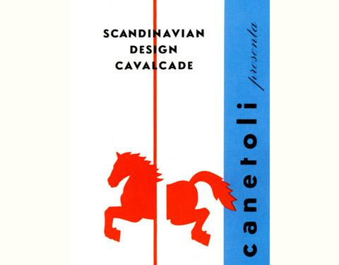Locandina di presentazione della mostra di mobili danesi della Scandinavian Calvalcade allestita presso la Canetoli (1958)