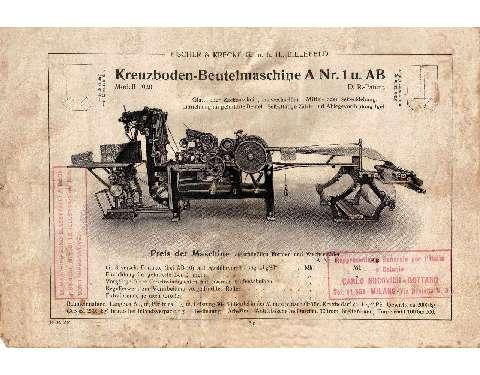Riproduzione di una macchina automatica per sacchetti. Si tratta del modello del 1920, il secondo venduto in Italia e fra i primi in circolazione in tutta Europa