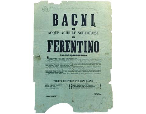 Antico manifesto delle Terme Pompeo (1865)