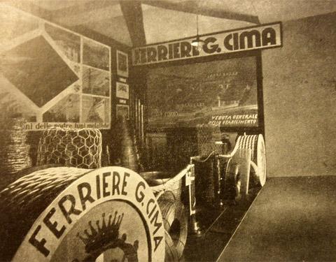Le "Ferriere Giuseppe Cima" parteciparono a diverse esposizioni: nella foto l’allestimento approntato nel 1937 per la IV quinquennale di Lecco