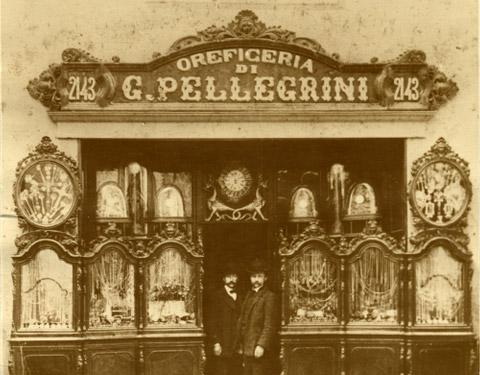 Veduta esterna del negozio Pellegrini (fine Ottocento)