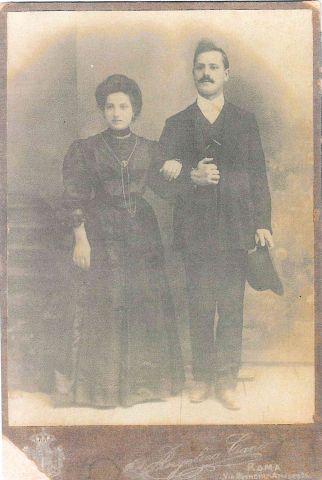 Armando Batocchi con la moglie Serafina Canestri nel giorno del matrimonio, 29 aprile 1908