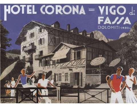 Il primo depliant pubblicitario turistico dell'Hotel Corona verso il 1936