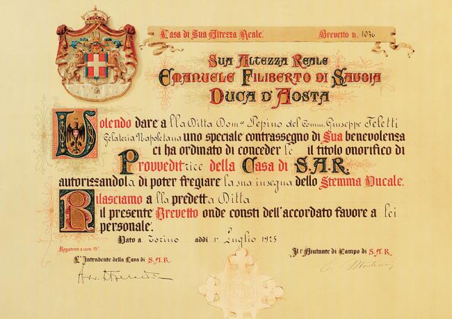 Concessione del titolo onorifico di Provveditrice della Casa di S.A.R. Emanuele Filiberto di Savoia, Duca di Aosta, 1 luglio 1925