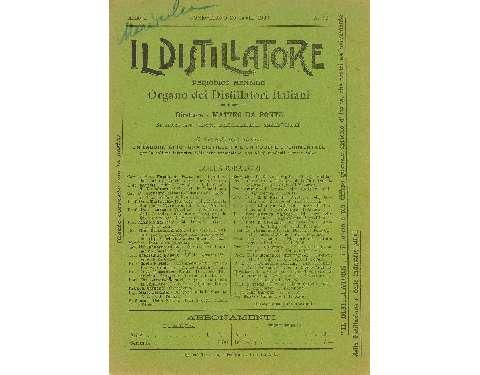 Frontespizio de "Il Distillatore", organo dei distillatori italiani, diretto da Matteo Da Ponte, 1933