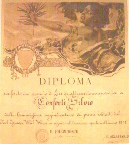 Diploma con premio rilasciato nel 1912
