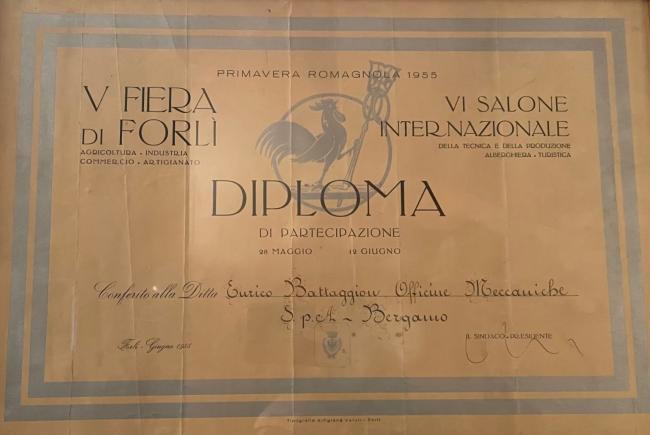 Diploma conseguito alla Fiera di Forlì, 1955