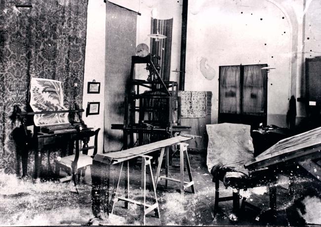 La stanza studio e preparazione disegni, primi anni del Novecento