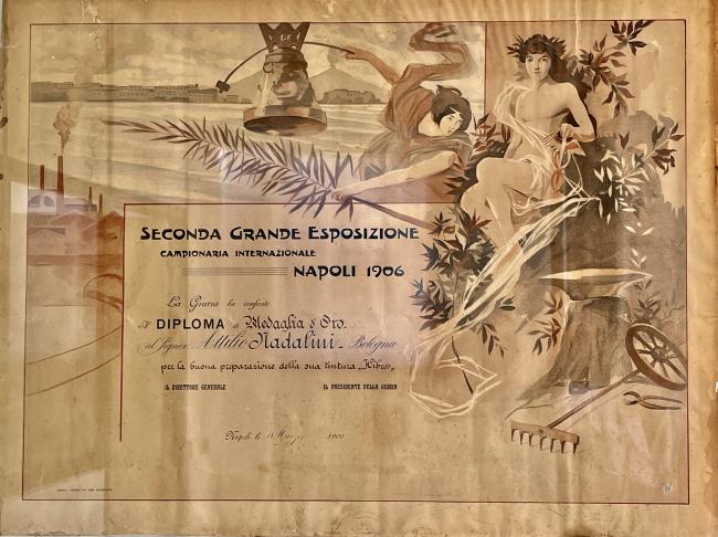 Diploma rilasciato per la partecipazione alla Esposizione Campionaria Internazionale di Napoli, 1906 