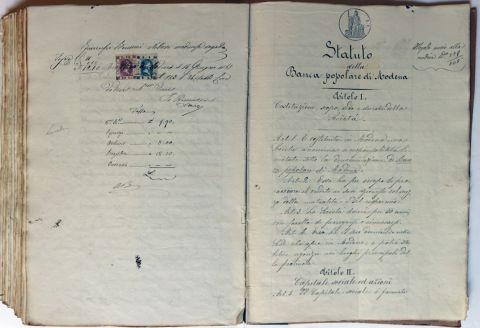 Atto costitutivo della Banca Popolare di Modena, 12 giugno 1867 (ASMO, Archivio notarile, III versamento, b.47)