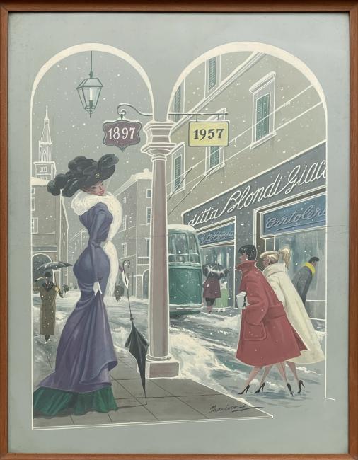 Bozzetto di Mario Molinari per Christmas Cards, 1957