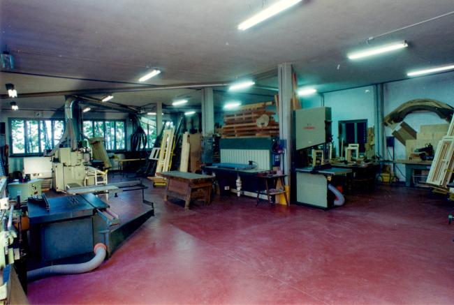 Il laboratorio di falegnameria dopo la ristrutturazione avvenuta negli anni Ottanta