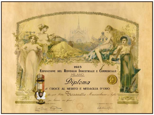 Il riconoscimento all'Esposizione del Risveglio Industriale e Commerciale, 1923 