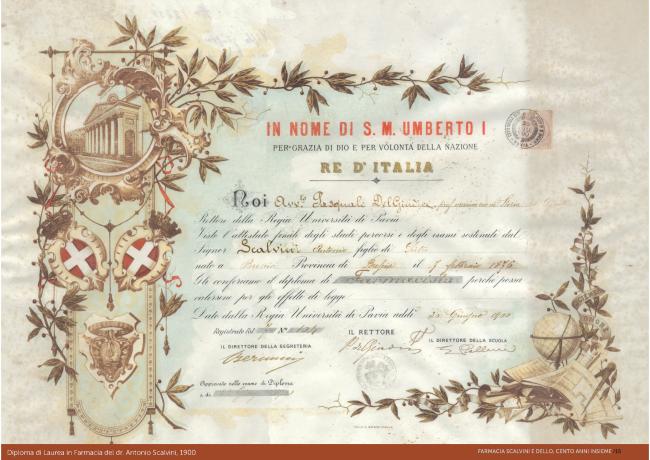 Diploma di laurea di Antonio Scalvini del 1900