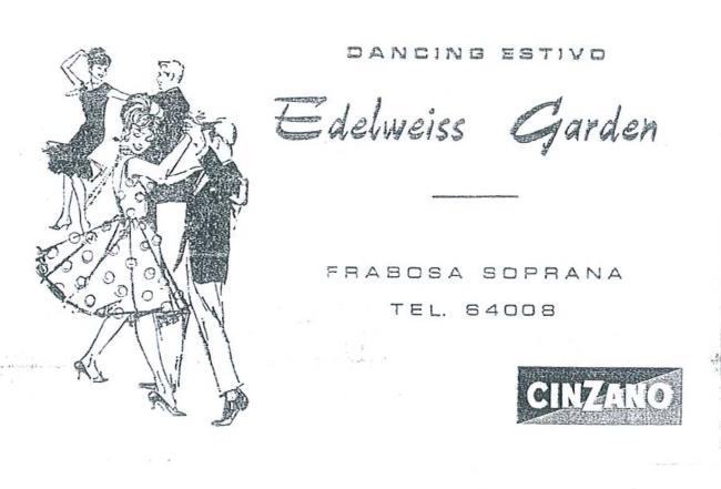 Pubblicità del dancing Edelweiss Garden (fine anni sessanta)