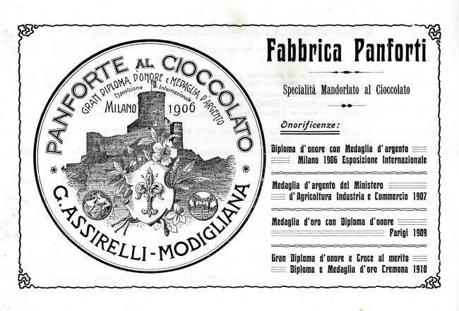 Interno del libretto pubblicitario del primo giro ciclistico Romagna Toscana che aveva come sponsor la Fabbrica Panforti (1910)
