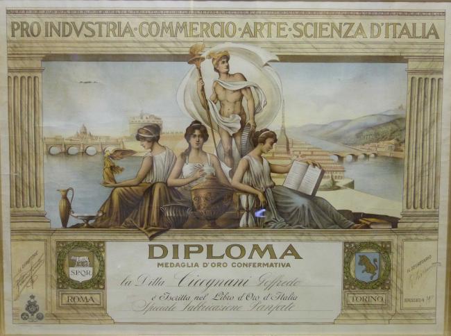 Diploma di iscrizione al libro d'oro d'Italia