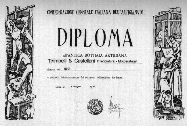 Diploma della confederazione generale dell'artigianato rilasciato nel 1983