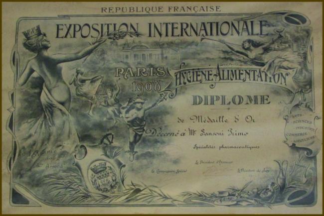 Diploma dell'esposizione internazionale di Parigi del 1908