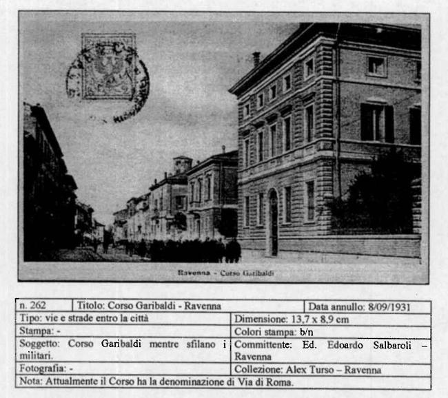 Cartolina di corso Garibaldi a Ravenna con le indicazioni di stampa e pubblicazione (1931)