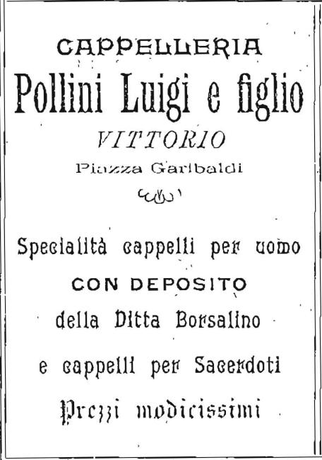 Pubblicità Pullini sul Vademecum di Vittorio Veneto del 1899